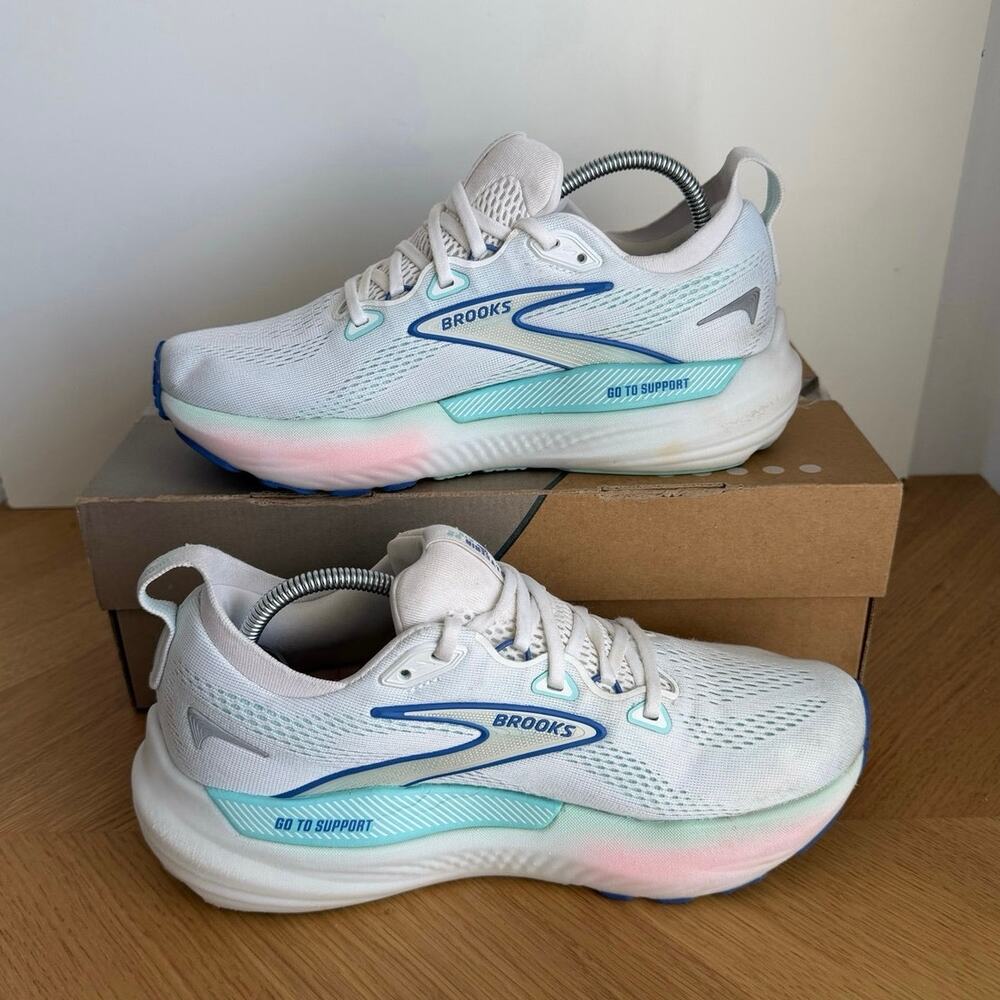 Brooks Glycerin 22 GTS White/Amparo Blue Women Running Sneakers- SZ 8.5 - Picture 7 of 11